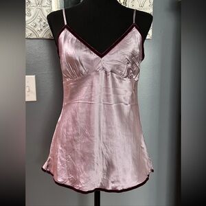 NWT Gold Hawk Silk light purple cami tunic dark purple velvet trim size Large